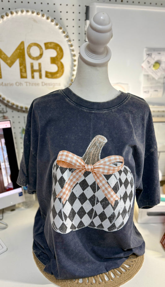 Checkered Pumpkin Band Tee