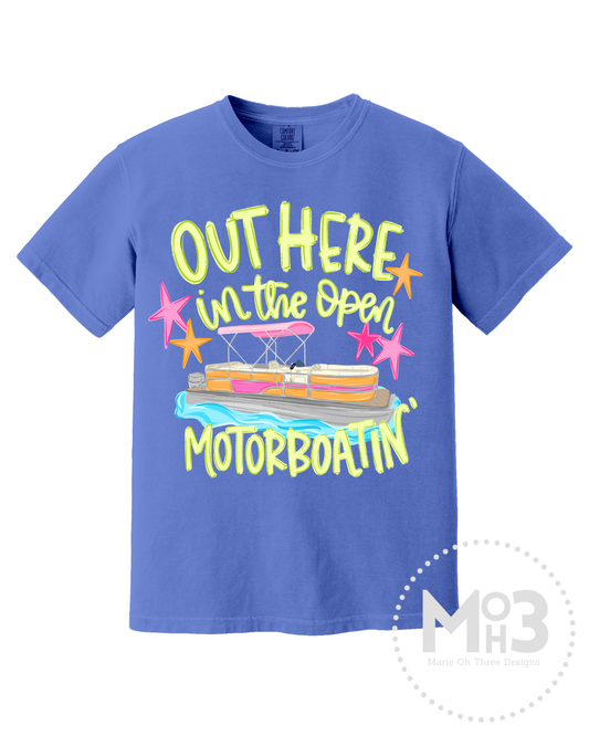 Out Here In The Open Motorboatin' Tee