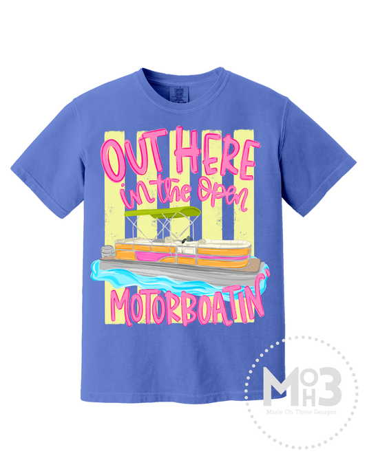 Out Here In The Open Motorboatin' Stripes Tee