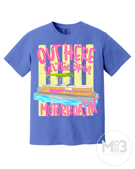 Out Here in the Open Motorboatin' Stripes Tee