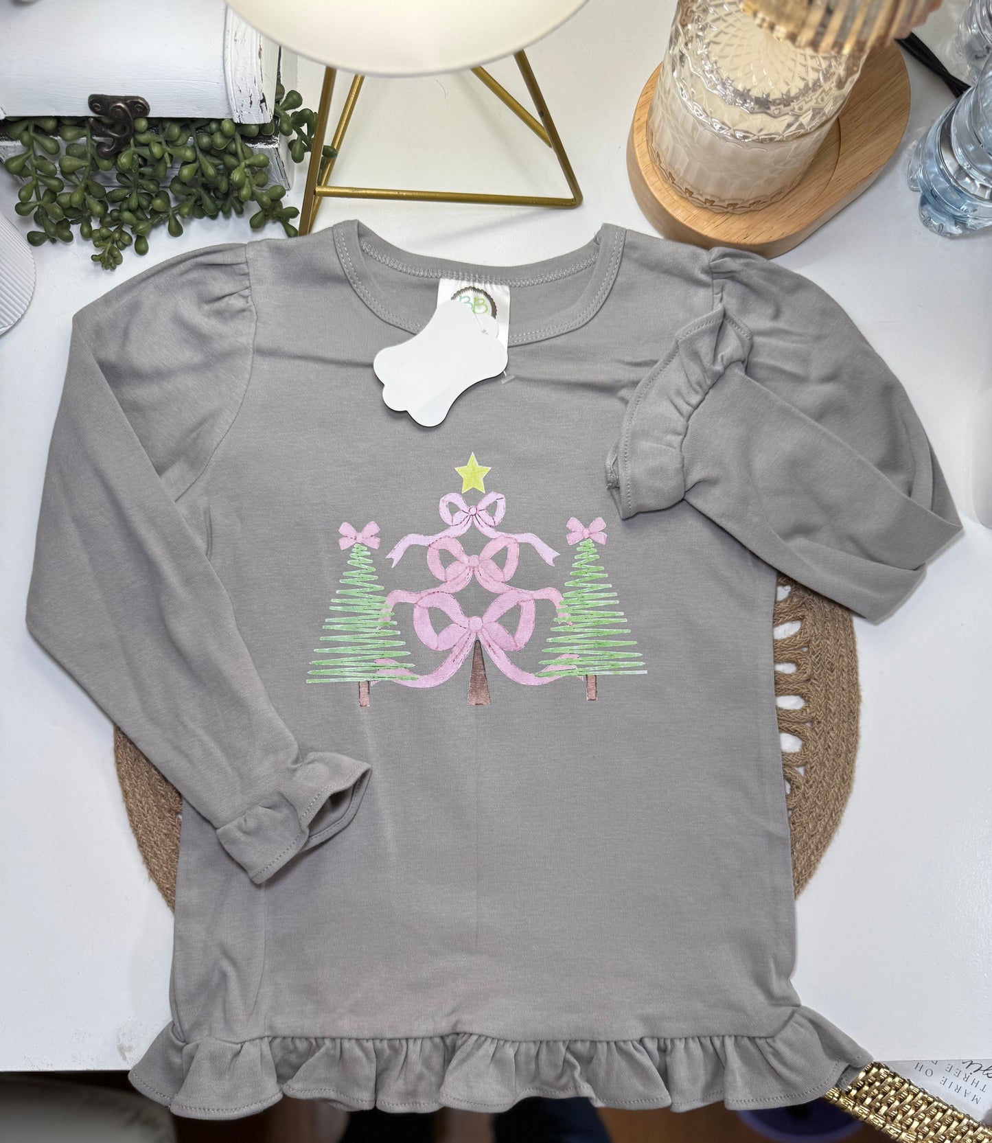 Tree & Bow Trio Ruffle Tee