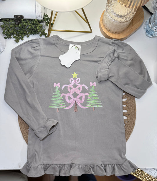 Tree & Bow Trio Ruffle Tee
