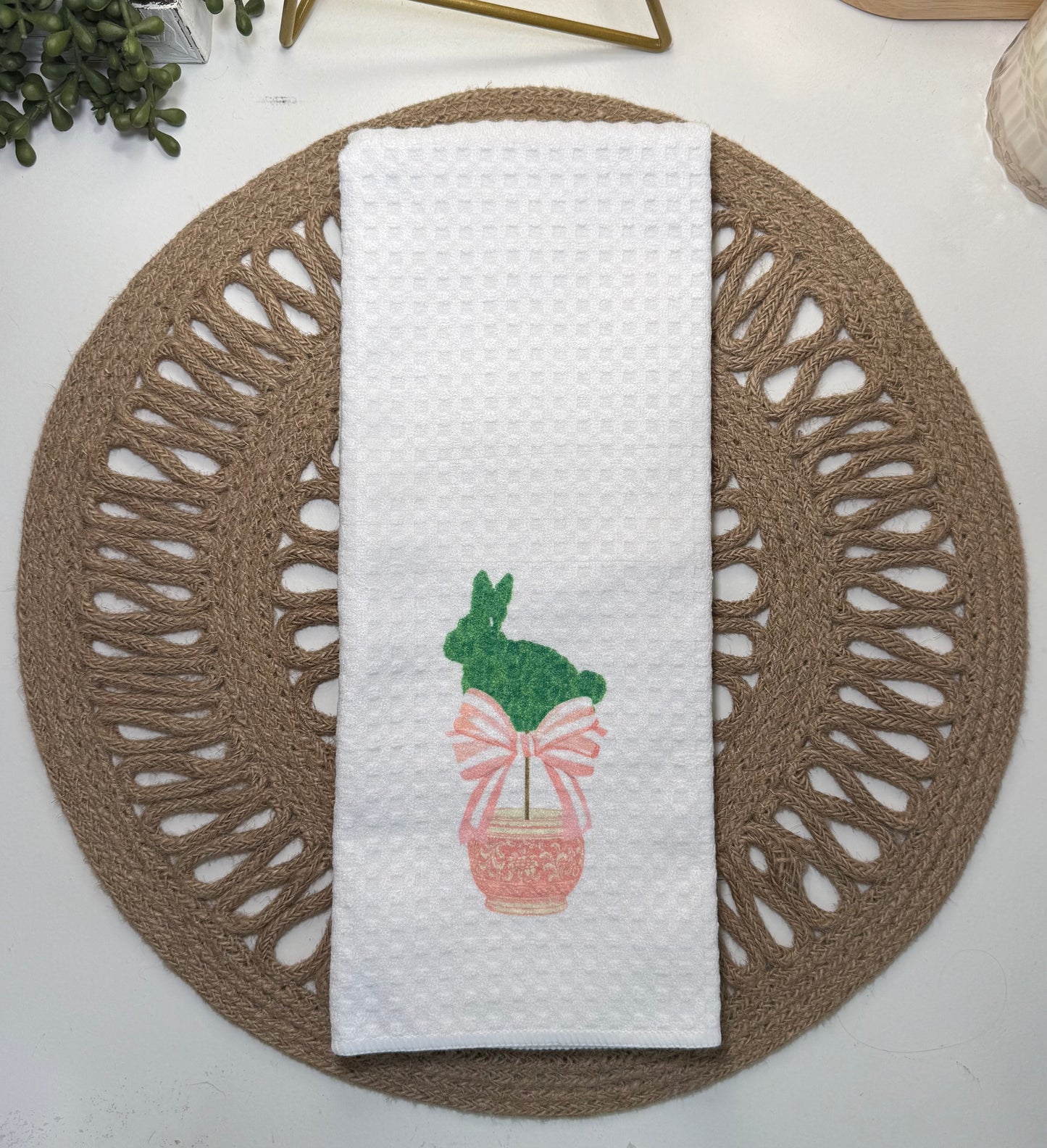 Bunny Topiary Decorative Towel