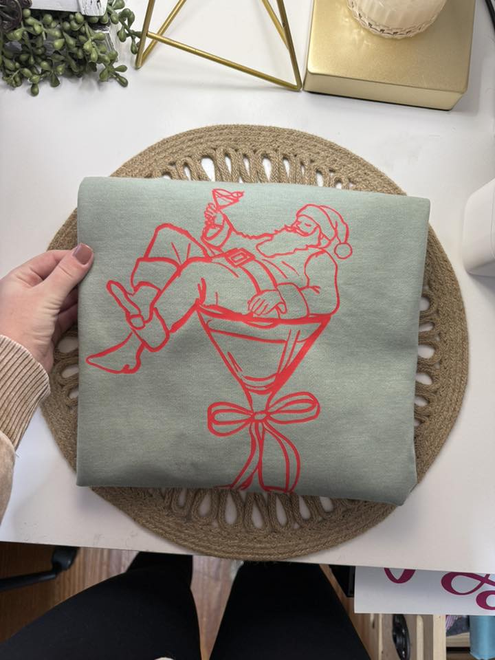 Santa Martini Sage Sweatshirt